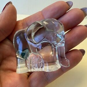 Mini Clear Glass Standing Elephant Figurine.